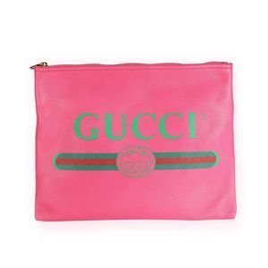 Gucci Hot Pink Leather Portfolio Clutch